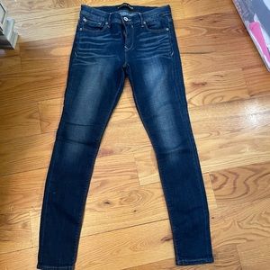 Express dark wash skinny jeans
